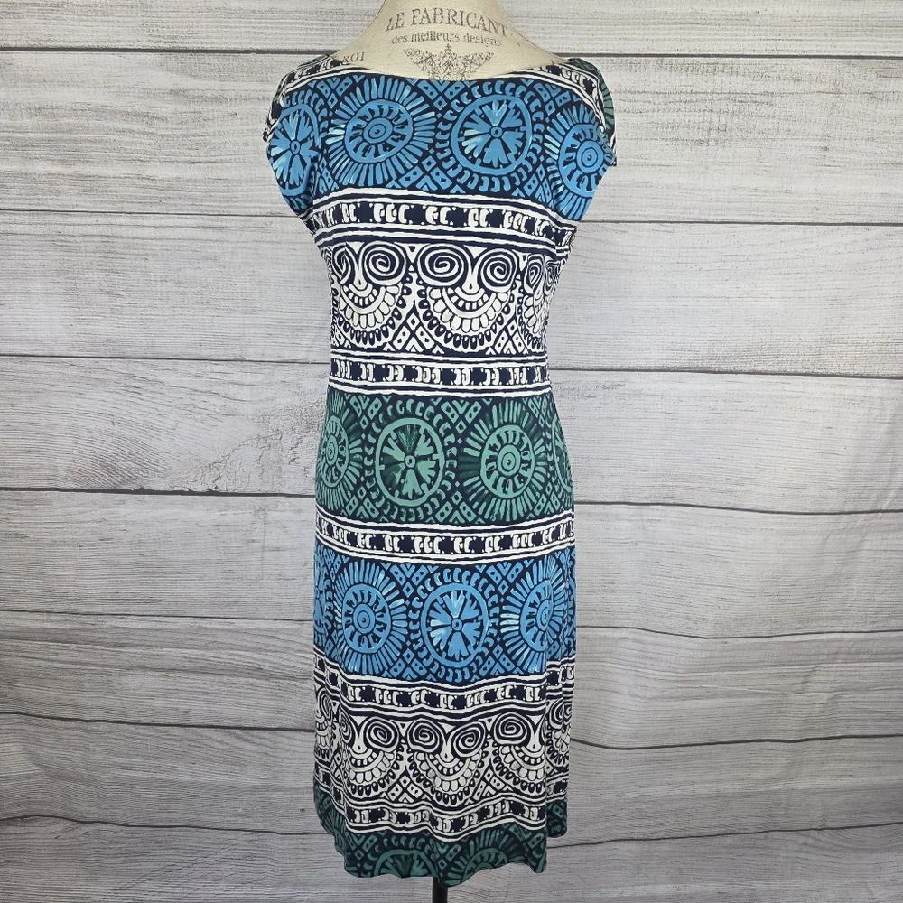 Tory Burch Silk Medallion Print Cap Sleeve Midi Dress